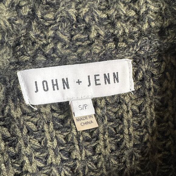 John + Jenn Dark Green Oversized Open Knit Cardigan - Picture 6 of 7